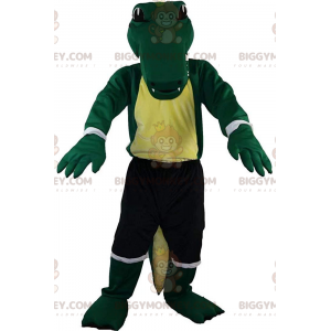 BIGGYMONKEY™ maskotkostume af grøn krokodille i sportstøj