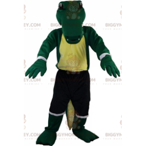 BIGGYMONKEY™ maskottiasu vihreästä krokotiilista urheiluvaatteissa, alligaattoriasu - Krokotiilin maskotti - BiggyMonkey.com