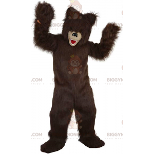Hårig björn BIGGYMONKEY™ maskotdräkt, brun nallebjörnsdräkt -
