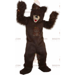 Håret bjørn BIGGYMONKEY™ maskotkostyme, brun bamsekostyme - Bjørn maskot - BIGGYMONKEY_011336 - BiggyMonkey.com