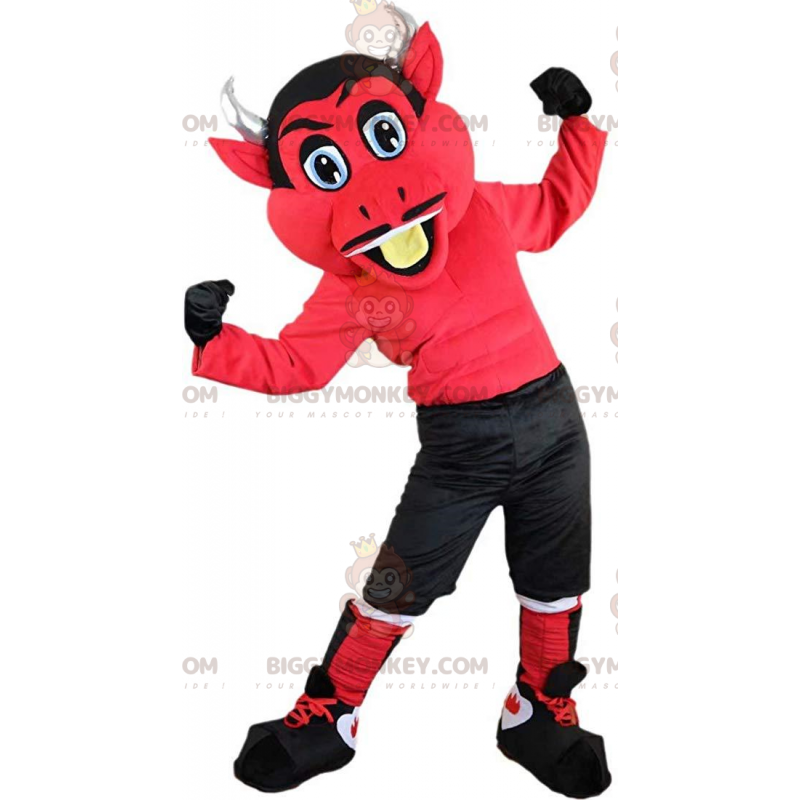 Costume de mascotte BIGGYMONKEY™ de diable rouge avec des Costume de mascotte BIGGYMONKEY™ de diable rouge avec des