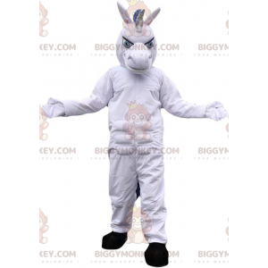 Traje de mascote de unicórnio branco BIGGYMONKEY™, fantasia de