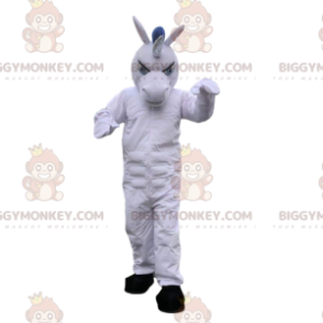 Λευκή στολή μασκότ BIGGYMONKEY™ μονόκερου, κοστούμι γιγάντιο
