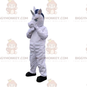Λευκή στολή μασκότ BIGGYMONKEY™ μονόκερου, κοστούμι γιγάντιο