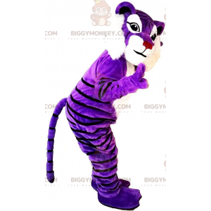 Purple and White Tiger BIGGYMONKEY™ Mascot Costume, Colorful