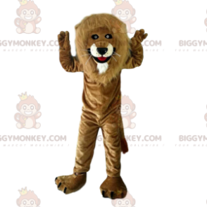 Big Mane Brown Lion BIGGYMONKEY™ Mascot Costume, Feline Costume