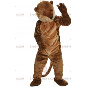 BIGGYMONKEY™ mascot costume brown otter with red eyes, river