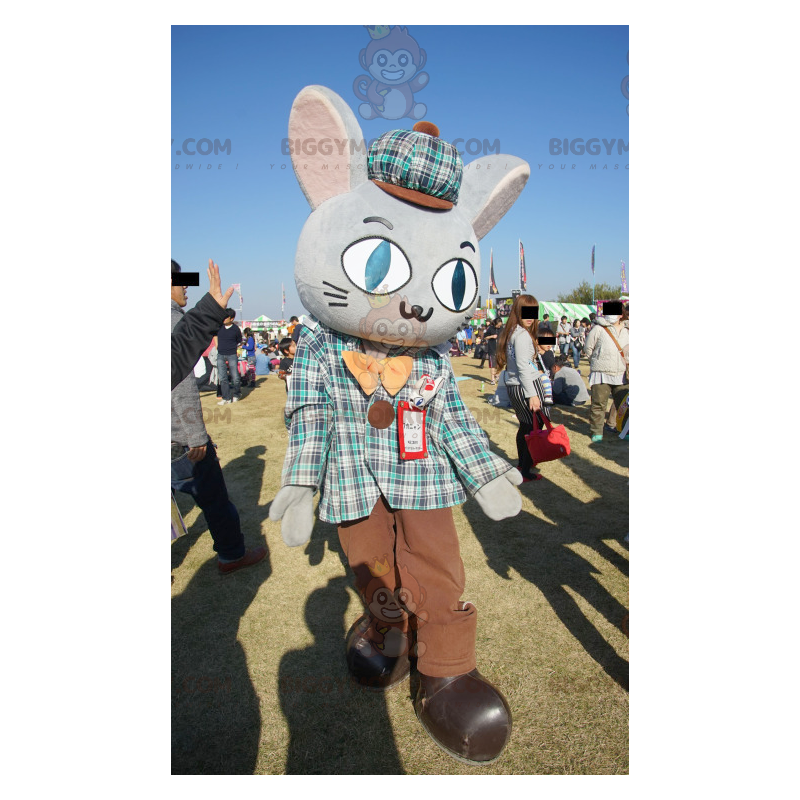 Disfraz de mascota de conejo gris gigante BIGGYMONKEY™ vestido Disfraz de mascota de conejo gris gigante BIGGYMONKEY™ vestido