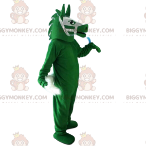 Green horse BIGGYMONKEY™ mascot costume, riding costume