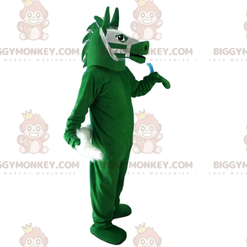 Traje de mascote de cavalo verde BIGGYMONKEY™, traje de