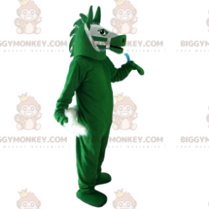Green horse BIGGYMONKEY™ mascot costume, riding costume