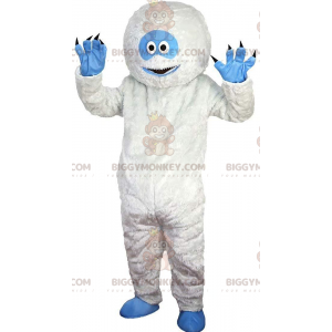 BIGGYMONKEY™ costume mascotte yeti bianco e blu, molto