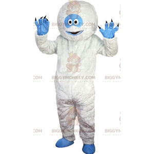 Traje de mascote yeti branco e azul BIGGYMONKEY™, muito