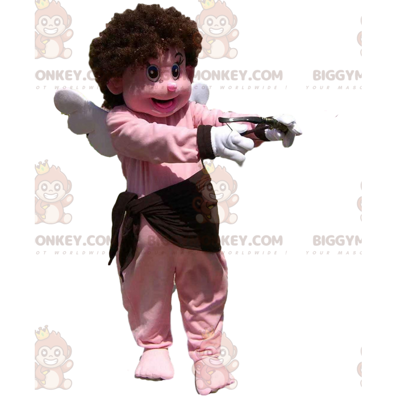 Cupid BIGGYMONKEY™ Mascot Costume with ars, wings and big smile