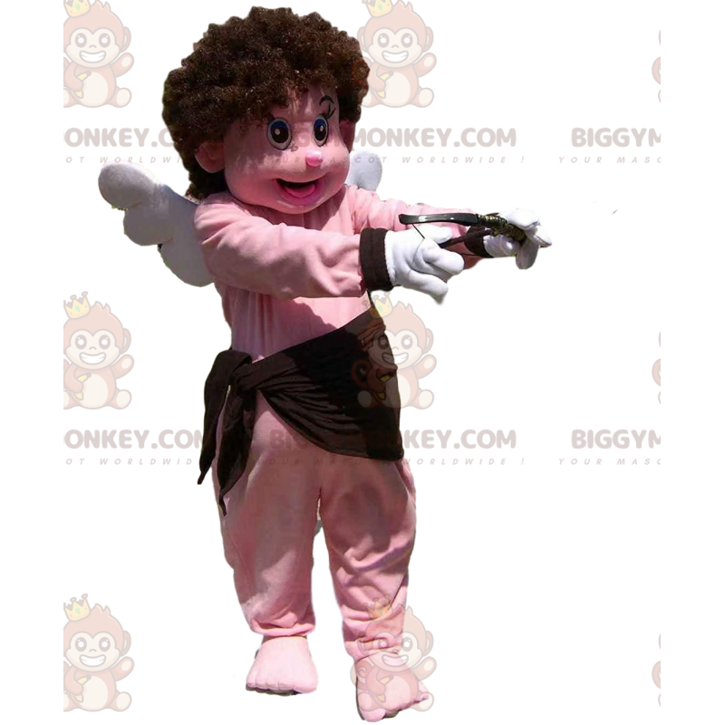 Cupido BIGGYMONKEY™ Mascot Costume con ars, alas y gran sonrisa