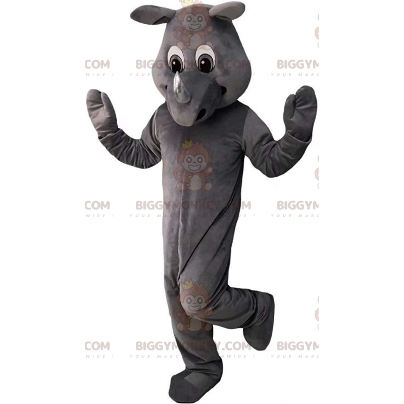 Traje de mascote de rinoceronte cinza BIGGYMONKEY™ totalmente Traje de mascote de rinoceronte cinza BIGGYMONKEY™ totalmente