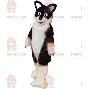 BIGGYMONKEY™ tricolor husky dog mascot costume, hairy dog