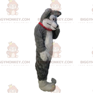 BIGGYMONKEY™ mascot costume of soft and furry gray and white