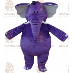 Στολή μασκότ Purple Elephant BIGGYMONKEY™, γιγαντιαία, παχουλή και διασκεδαστική - Μασκότ ελεφάντων - BiggyMonkey.com