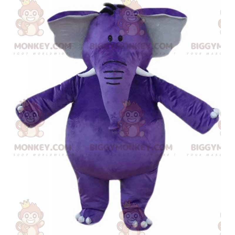 Violetti elefantti BIGGYMONKEY™ maskottiasu, jättiläinen Violetti elefantti BIGGYMONKEY™ maskottiasu, jättiläinen