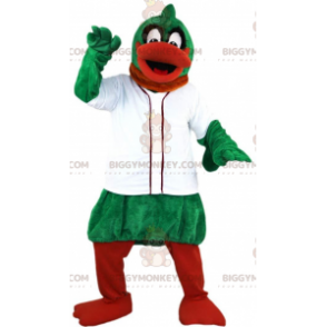 Groene en oranje eend BIGGYMONKEY™ mascottekostuum met wit