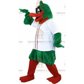 Groene en oranje eend BIGGYMONKEY™ mascottekostuum met wit