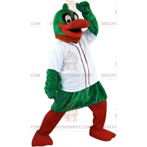 Groene en oranje eend BIGGYMONKEY™ mascottekostuum met wit