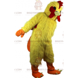 BIGGYMONKEY™ μασκότ κοτόπουλο, κίτρινος και κόκκινος κόκορας