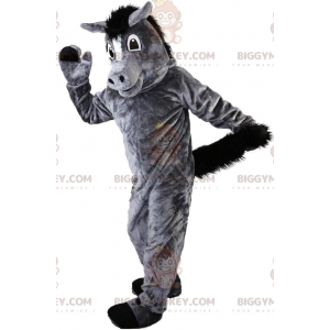 BIGGYMONKEY™ maskot kostume grå og sort hest, æsel kostume