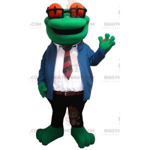 Frosch BIGGYMONKEY™ Maskottchenkostüm mit Brille und