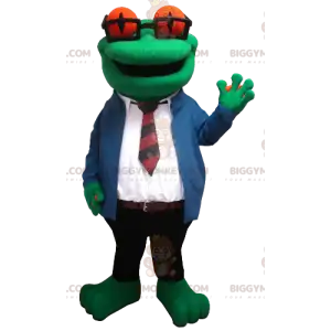Frø BIGGYMONKEY™ maskotkostume med briller og bindedragt -