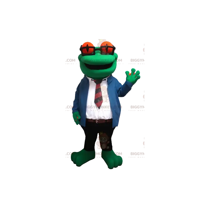 Frø BIGGYMONKEY™ maskotkostume med briller og bindedragt - Frø BIGGYMONKEY™ maskotkostume med briller og bindedragt -