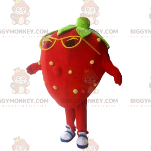 Rødt jordbær BIGGYMONKEY™ maskotkostume, jordbærkostume med