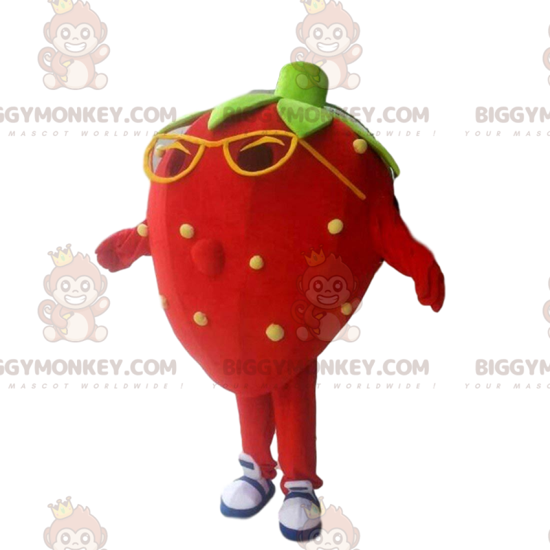 Costume de mascotte BIGGYMONKEY™ de fraise rouge, costume de