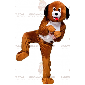 Brown and White Dog BIGGYMONKEY™ Mascot Costume, Two Tone