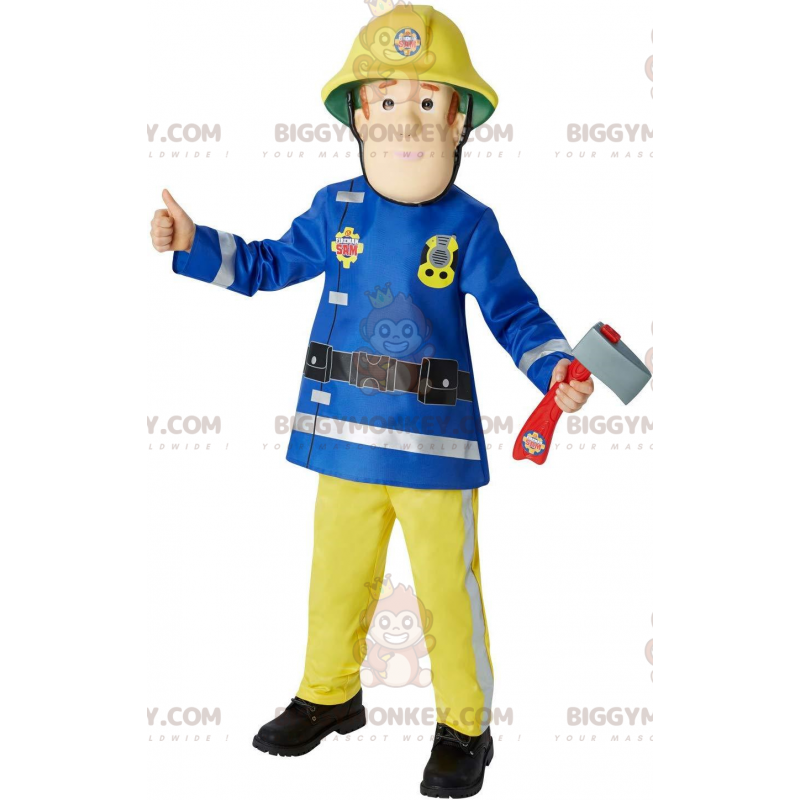 Brandweerman BIGGYMONKEY™ mascottekostuum met uniform en helm - Brandweerman BIGGYMONKEY™ mascottekostuum met uniform en helm -