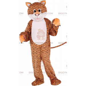 BIGGYMONKEY™ Mascot Costume Brown and White Tiger with Black