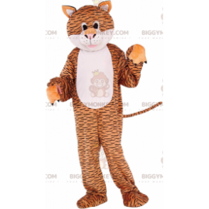BIGGYMONKEY™ maskottiasu, ruskea ja valkoinen tiikeri mustilla vedoilla - Tiikerin maskotit - BiggyMonkey.com