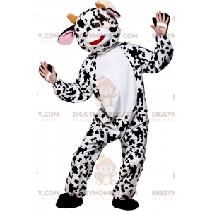 BIGGYMONKEY™ Mascot Costume Giant White Cow with Brown Spots -
