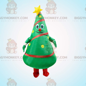 BIGGYMONKEY™ puhallettava vihreä joulukuusen maskottiasu