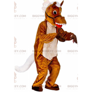 Brun och vit häst BIGGYMONKEY™ maskotdräkt, riddräkt -