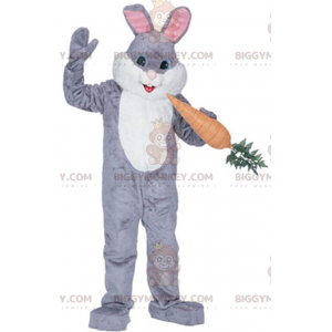 BIGGYMONKEY™ Costume da mascotte Coniglietto grigio e bianco