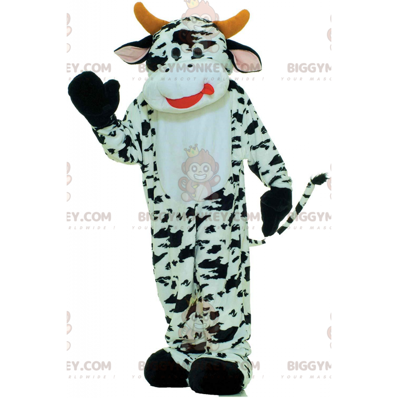 Disfraz de mascota BIGGYMONKEY™ de vaca blanca y negra, disfraz