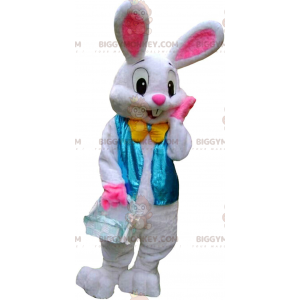 Disfraz de mascota BIGGYMONKEY™ conejito blanco y rosa con