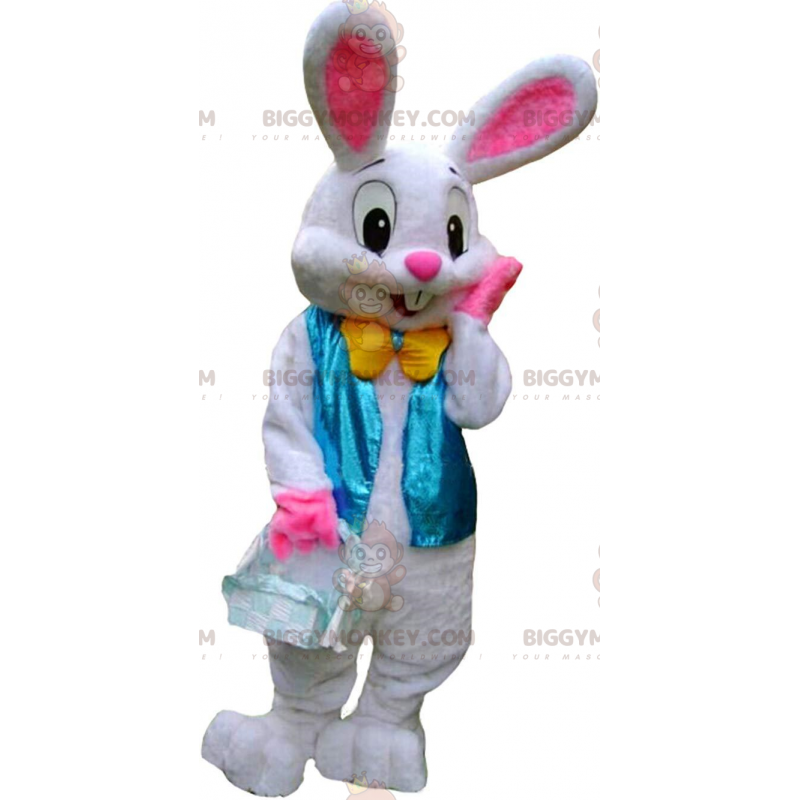 Disfraz de mascota BIGGYMONKEY™ conejito blanco y rosa con