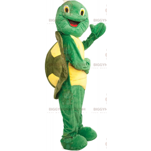 Groene en gele schildpad BIGGYMONKEY™ mascottekostuum, groen