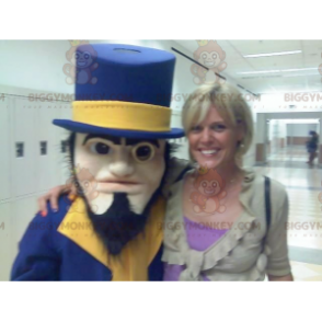 Bearded Man BIGGYMONKEY™ Mascot Costume Dressed in Blue and