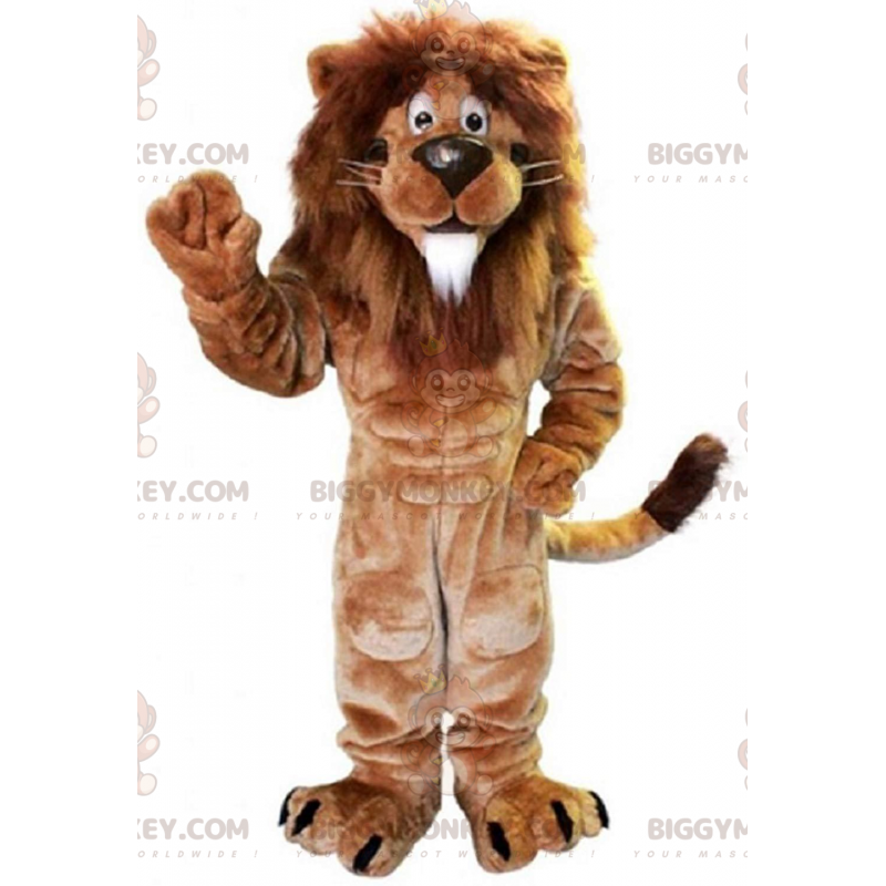 Brown Muscular Lion Big Mane BIGGYMONKEY™ Mascot Costume -