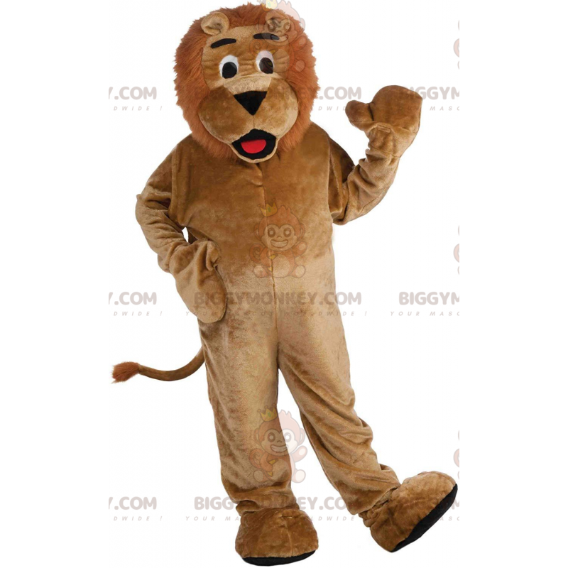 BIGGYMONKEY™ Plush Brown Lion Mascot Costume, Feline Costume -