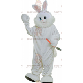 Costume de mascotte BIGGYMONKEY™ de lapin blanc géant et poilu, costume de grand lapin - Mascotte de lapins - BiggyMonkey.com